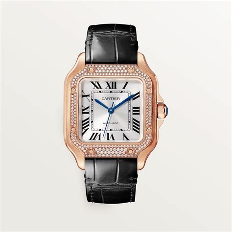 santos de cartier leather|cartier santos diamond watch price.